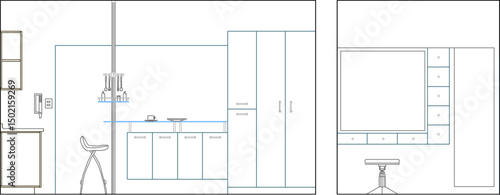 vector illustration sketch image silhouette design architecture interior section building residential building 