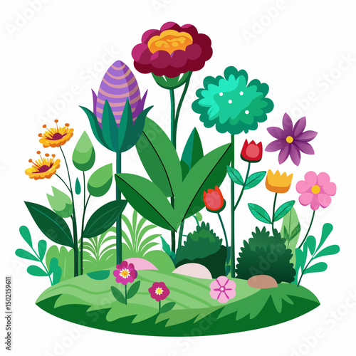 Flower garden isolated on white background 