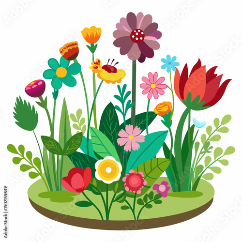 Flower garden isolated on white background 