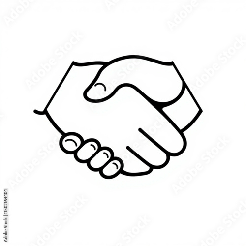 Illustration of a handshake with two hands clasped together in a sign of agreement and cooperation created with generated ai