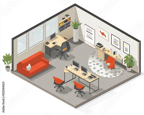 2d scene of IoT supported workplace smart desks occupancy sensors and ambient environment controls