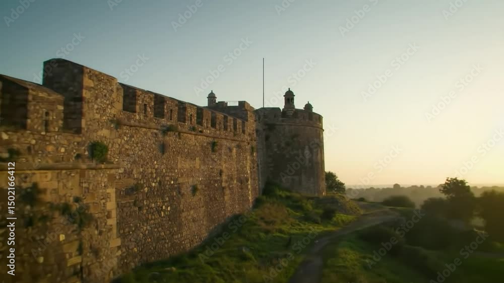 Ancient Fortress Walls Under Sunlight With Fortification Historic Defence Ancient Fortress Walls Under Sunlight With Fortification Historic Defence