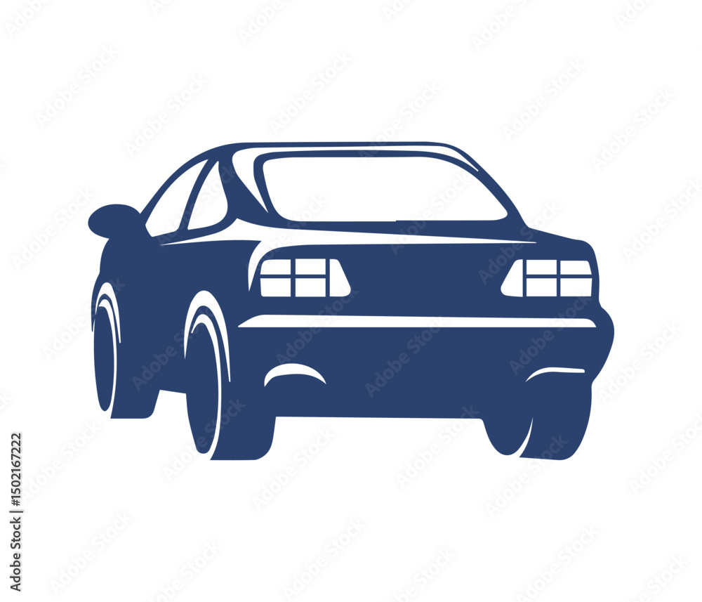 Obraz premium Sport Car Logo, car icon, car silhouette, car illustration, Vector Silhouette of Sports Car Black Coupe Side View Illustration.