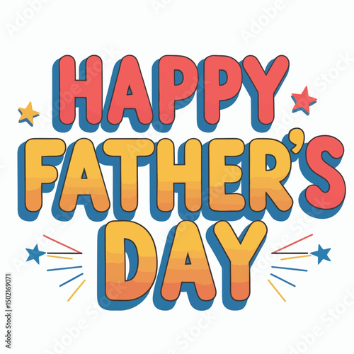 Happy fathers day retro vector illustration white background