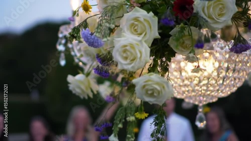 Floral Chandelier Creates Elegant Ambiance At Gathering