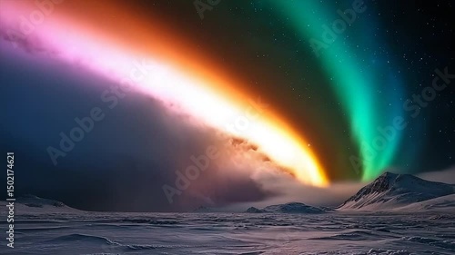 Wallpaper Mural Aurora Borealis over Snowy Mountains Torontodigital.ca