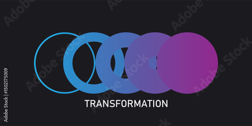 Transform, transformation icon. Abstract geometric transformation logo, coach symbol, evolution vector concept. Business progress sign. Change, innovation metaphor