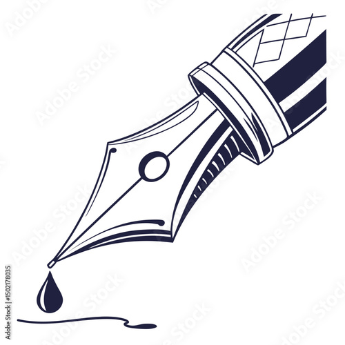 Elegant line art drawing of a fountain pen