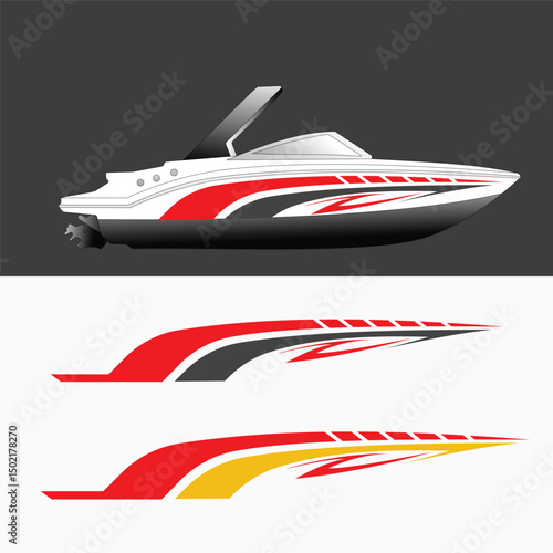 boat body wrapping sticker decal vector design
