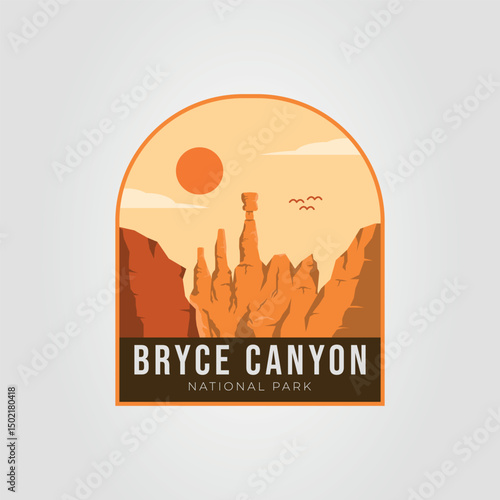 Title Bryce Canyon National Park Landscape logo. Ideal for travel blog posts, educational presentations, desert environment articles, and naturethemed designs.