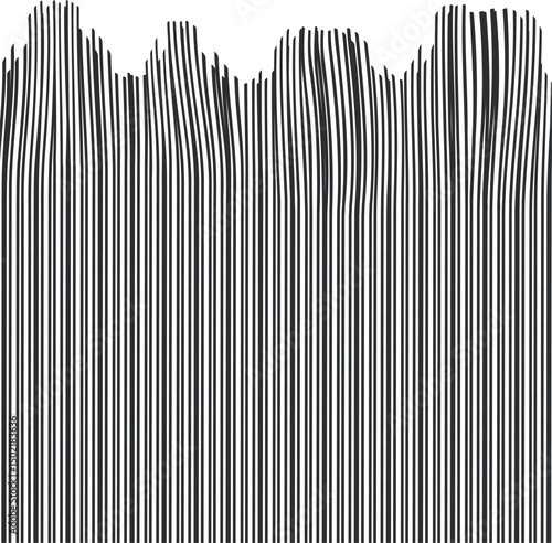 A striped high barrier or fence with sharp wavy poles or rebar.