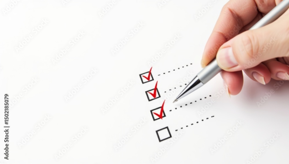 A clear of checkboxes with check marks red pencil and voting symbols for forms and surveys A clear of checkboxes with check marks red pencil and voting symbols for forms and surveys