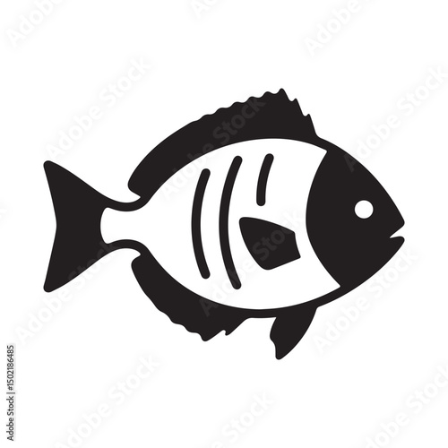 Fish Silhouette Vector Illustration for Graphic Design Silhouette on white background.