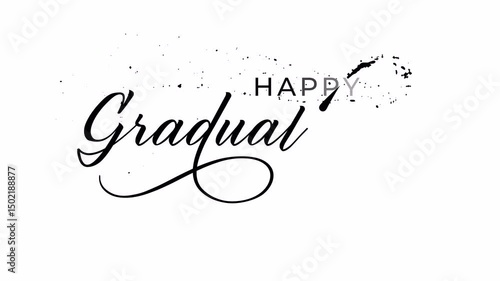 Happy Graduation handwriting text animation with sparkling light effects for social media posts and festive designs, Transparent background