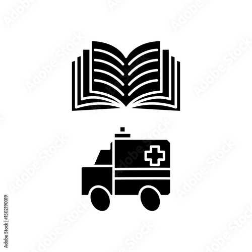 car ambulance manual book icon design