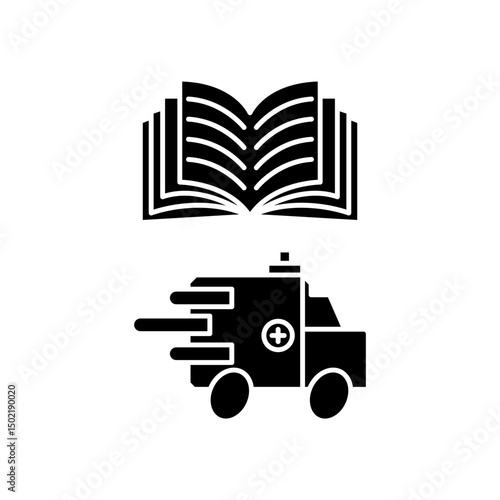 car ambulance manual book icon design