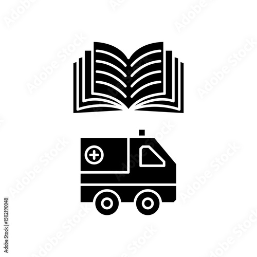 car ambulance manual book icon design