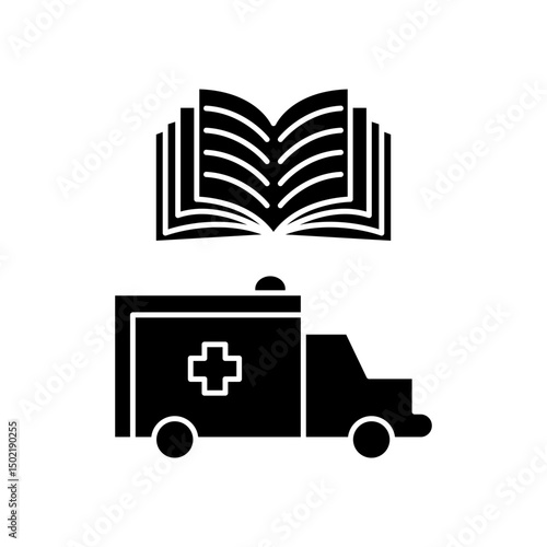 car ambulance manual book icon design
