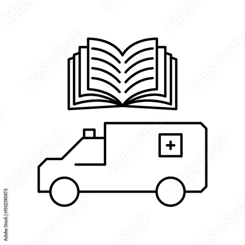 car ambulance manual book icon design