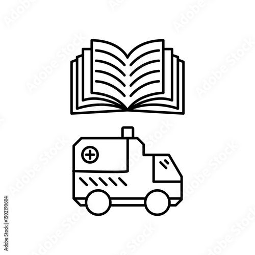 car ambulance manual book icon design
