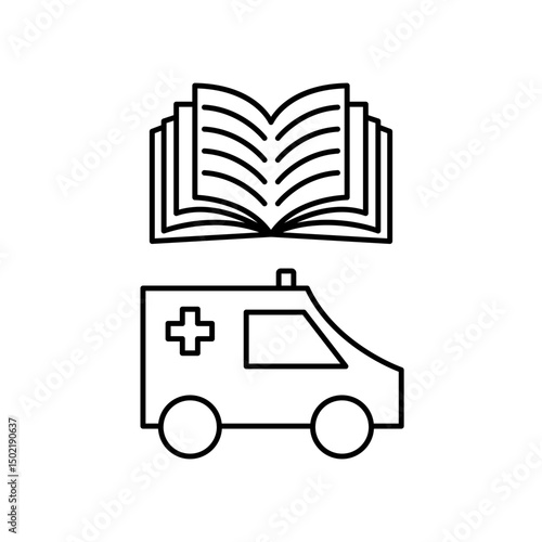 car ambulance manual book icon design