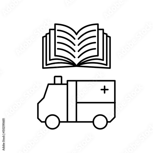 car ambulance manual book icon design