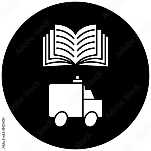 car ambulance manual book icon design