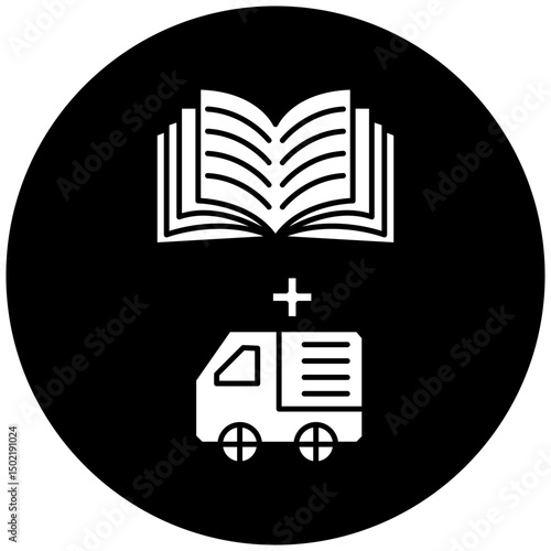 car ambulance manual book icon design