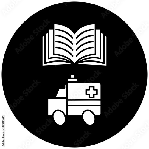 car ambulance manual book icon design