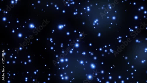 かわいい光の玉がほわほわ舞い上がる動画背景/ブルー
