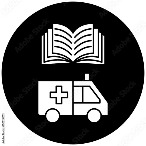 car ambulance manual book icon design