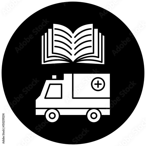 car ambulance manual book icon design