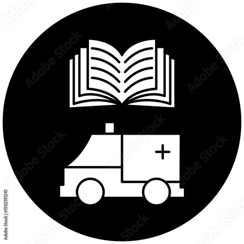 car ambulance manual book icon design