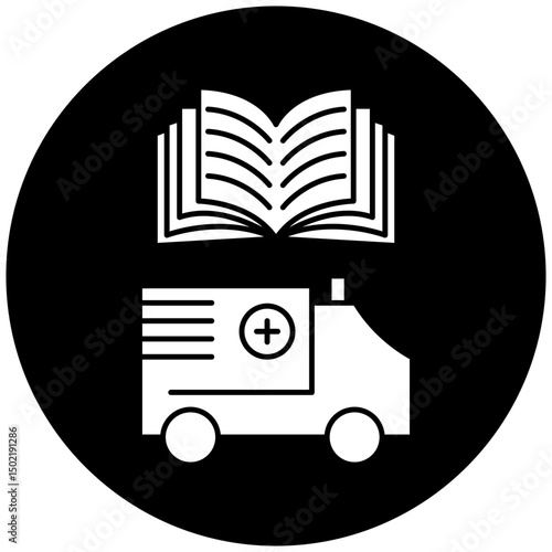 car ambulance manual book icon design