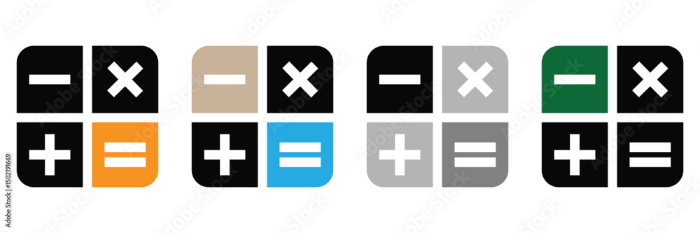 Fototapeta premium Math Vector Icon Set – Flat Design Symbols for Education and Calculation