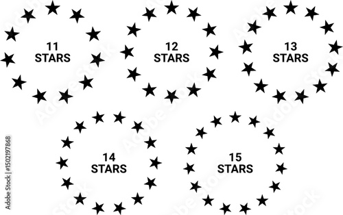 Circle Stars Pattern with 11 12 13 14 15 Ring Formation Illustration