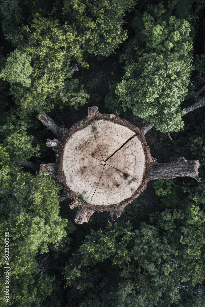 Fototapeta premium aerial view forest floor crosssection tree