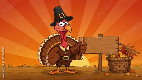 Thanksgiving Turkey Character with Thumbs Up
