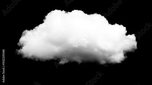 Isolated fluffy cumulus cloud on black background