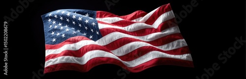 Close-Up of the American Flag Waving in the Wind