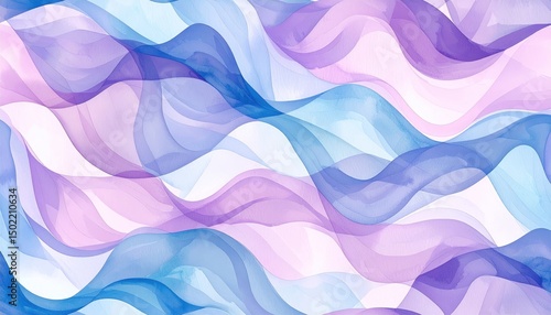 Flowing layers of sheer purple, pink, and blue create a calming wave pattern