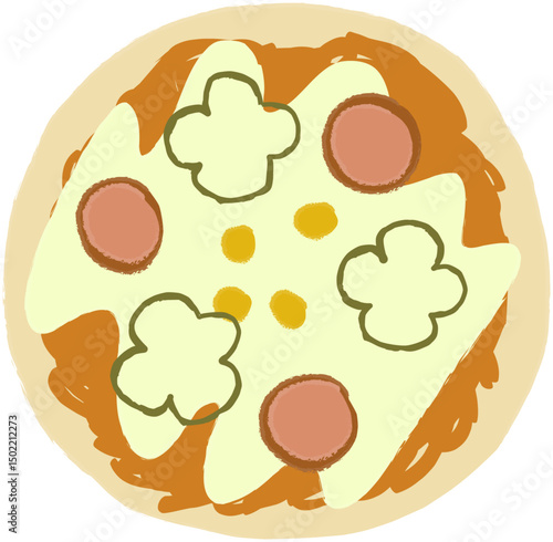 シンプルなピザパンのイラスト
