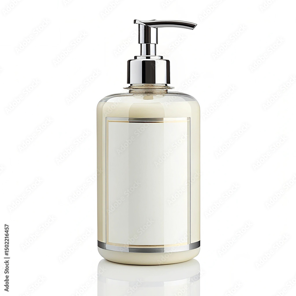 Obraz premium Refillable shampoo dispenser with label