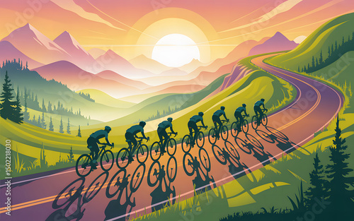 Silhouette of a cyclist riding a bicycle vector illustration, World Bicycle Day poster, banner, and template