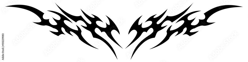 Fototapeta premium Heart shaped neo tribal Y2k style tattoo design with transparent background