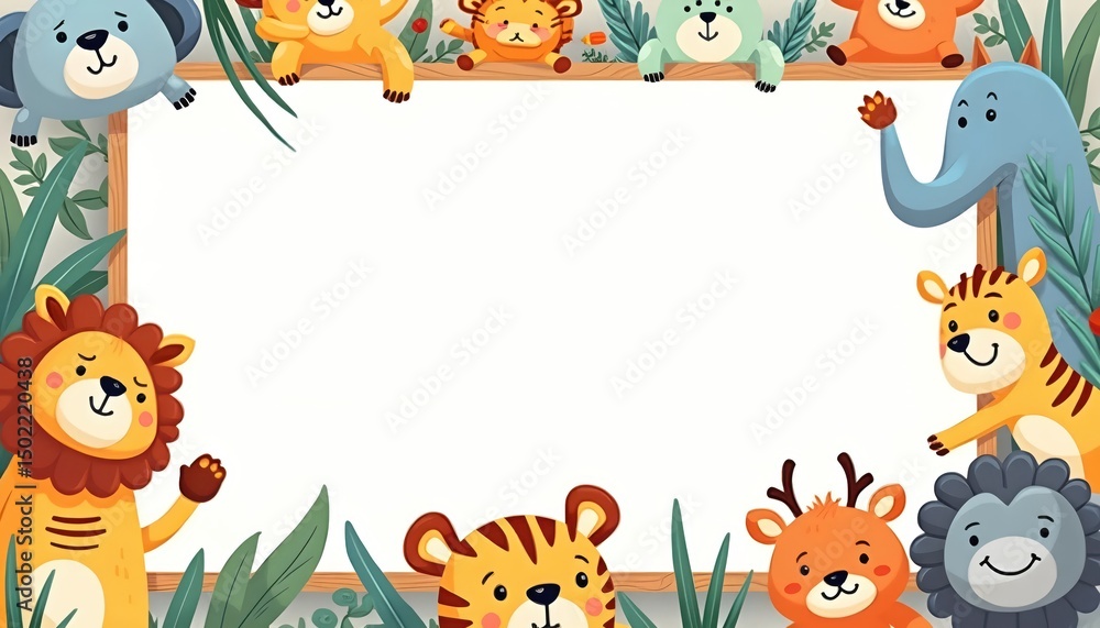 fun and colorful cartoon frames filled with various cute animals fun and colorful cartoon frames filled with various cute animals