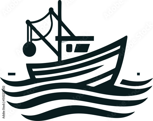 Fishing Boat Logo - Classic Fisherman Boat Vector - Nautical & Professional Design