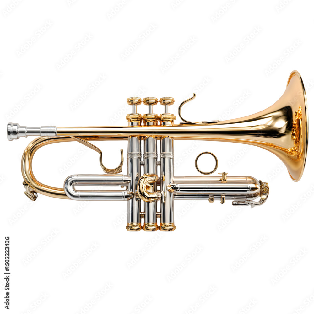 Obraz premium Trumpet musical instrument gold and silver tone