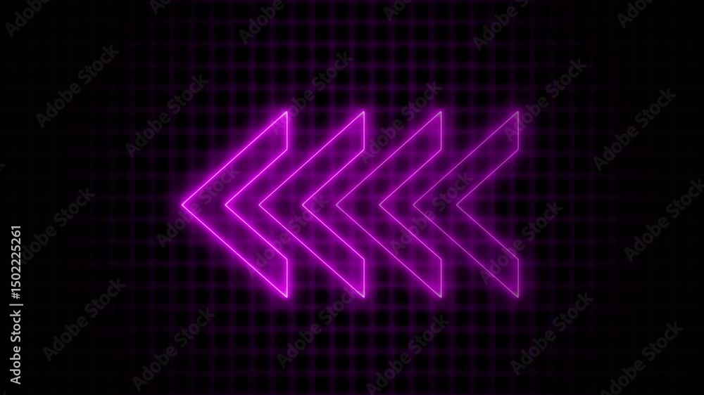 Glowing neon-directional arrow. Neon arrows with shining effects and highlights on a black background. 4k animation. Glowing neon-directional arrow. Neon arrows with shining effects and highlights on a black background. 4k animation.