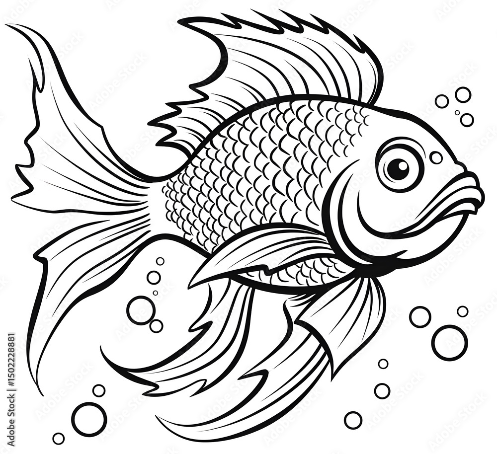 Obraz premium A cute fish, coloring page.